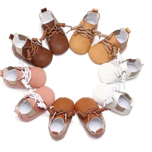 Citgeett Infants Soft-Soled Shoes Leather Socks Walking Anti-Slip Birthday Gift Winter Lace-up Retro Sneaker