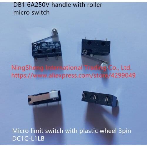 Original new 100% DB1 6A250V handle with roller micro switch micro limit switch with plastic wheel 3pin DC1C-L1LB