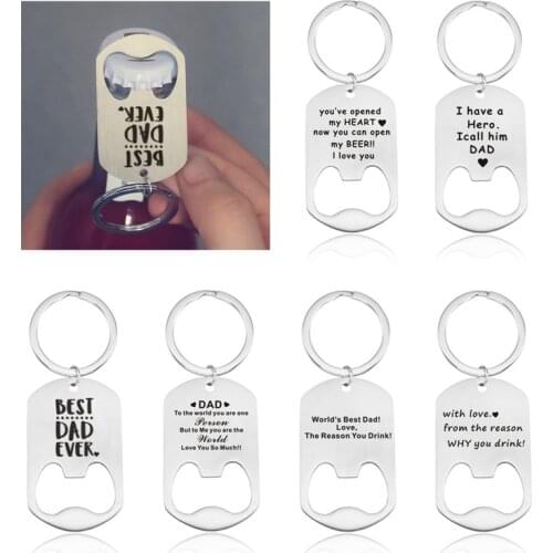 Fathers Day Gift Bottle Opener Keychain Dad You Are The World From Daughter Son Wife Stainless Steel Keychain For Dad