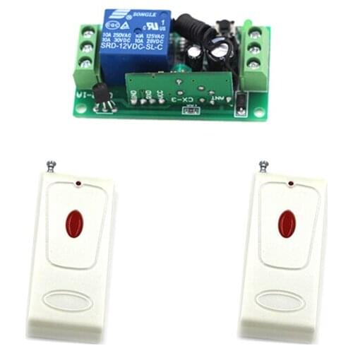 Home 2Transmitters +1Receiver Radio Remote Control Switch White Shell +Red Button Wireless Smart Switch 315/433