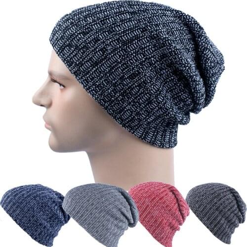 Mixed Color Baggy Beanies For Men Winter Cap Womens Outdoor Bonnet Skiing Hat Female Soft Acrylic Slouchy Knitted Hat For Z58