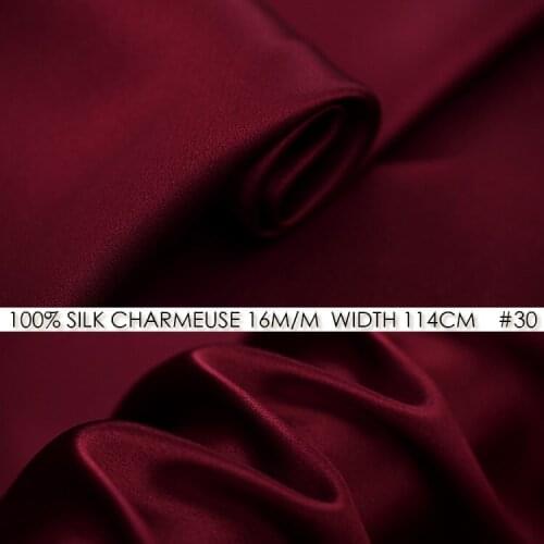 SILK CHARMEUSE SATIN Fabric16mm Width 45"-114cm100% Natural Silk Fashion Fabric Evening Dress Silk Cloth Dark WineRed NO 30