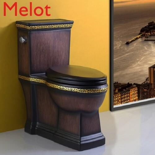 Black Upscale Cool Toilet Siphon Jet One-Piece Closet Ceramic Color Wood Grain Closestool Water-Saving