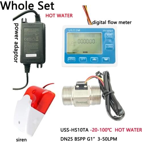HOT WATER US211MA Pipe Water Suspend Alarming System SUS304 Stainless Steel 100C Flow Senor Turbine flowmeter G1" BSPP iSentrol