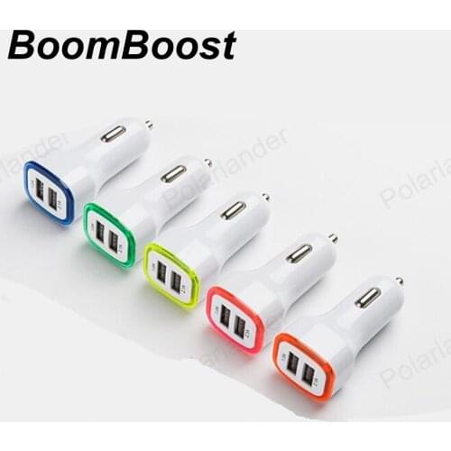 Fashion 12V 1.0A2.1A dual USB Universal square car Cigarette Lighter charger adapter for mobile phones and digital cameras