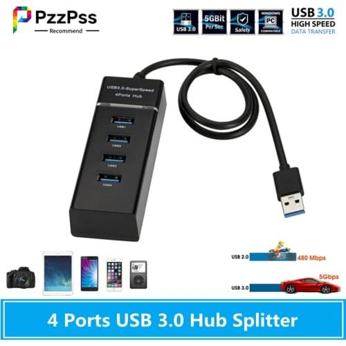PzzPss USB 3.0 HUB Multi USB Splitter Expander Multiple USB 3.0 HUB On / Off Switches Ac Adapter Cable Splitter USB 3.0 HUB