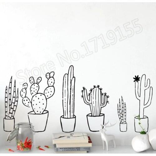 YOYOYU Cactus Black & White Set Wall Stickers for Living Room Interior Simple Wind Mural Vinyl Kids Room Window Decoration ZW292