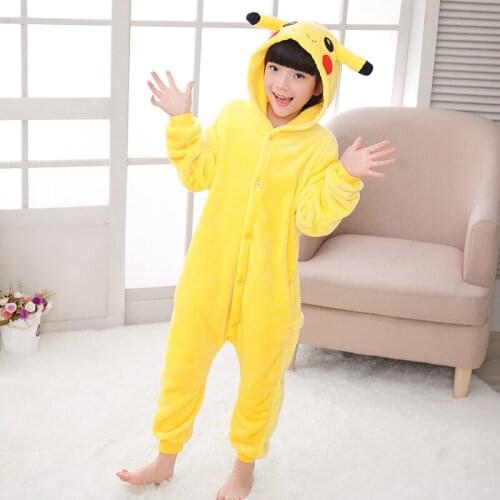 Anime Yellow Cartoon Hoodie Cosplay Costume Kids Kigurumis Boy Girl Sleep Suit Halloween Festival Party Animal Onesies