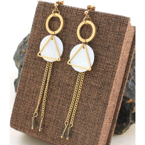Simple Gold Color Drop Earring Fashion Stainless Steel Jewelry Long Earrings For Women Gift EFGZDVHP