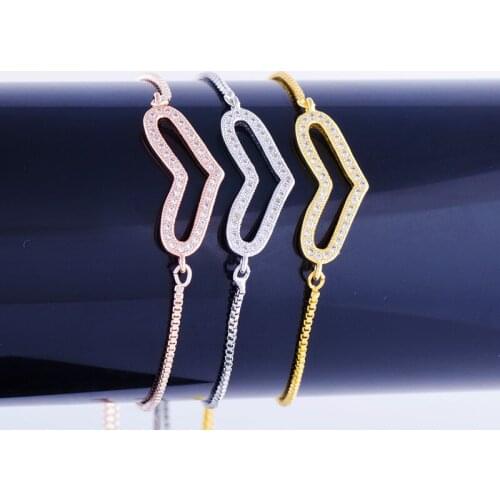 Famous Brand Jewelry Charm Zircon Heart Beads Bracelets Bangles Handmade Copper Micro Pave Square Chain Bracelet Women Diy Gift