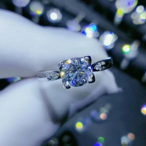 Geoki 925 Sterling Silver Perfect Cut Good Quality D Color Moissanite Ring Women Lab Grown Diamond Test 1 ct White Gem Jewelry