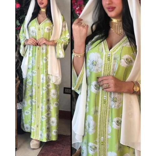 Abaya Dubai Turkey Muslim Dress Women Fall Caftan Moroccan Evening Robe Arabic Clothing Jelaba 2021 Eid Mubarak Djellaba Femme