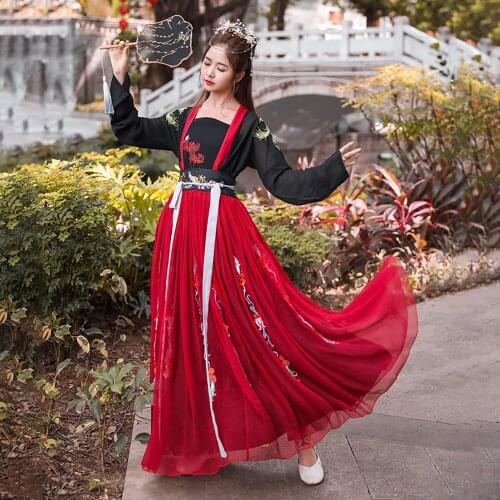Women Hanfu Dress Red Skirt Traditional Clothing Cosplay Girl Vintage Party Ancient Chinese Costume