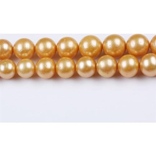 10-13mm 16" gold Near Round Edison Shape Baroque Freshwater Pearl Strands String