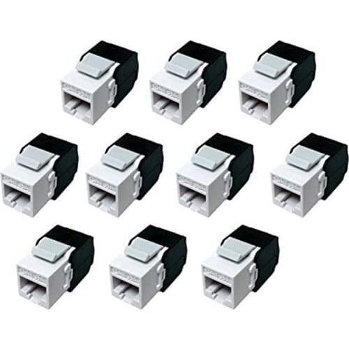 10-Pack Cat6A RJ45 Keystone Jack - Cat6 Compatible -180 Degree Toolless -Ethernet Wall Jack -Cat6A Network Coupler