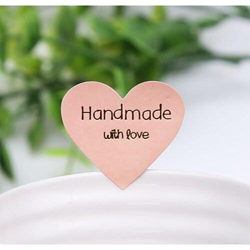 100pcs/lot Pink Heart Series Sealing Stickers Handmade with Love Gift Sticker Party Wedding Label Supplies Stationery (ss-1793)