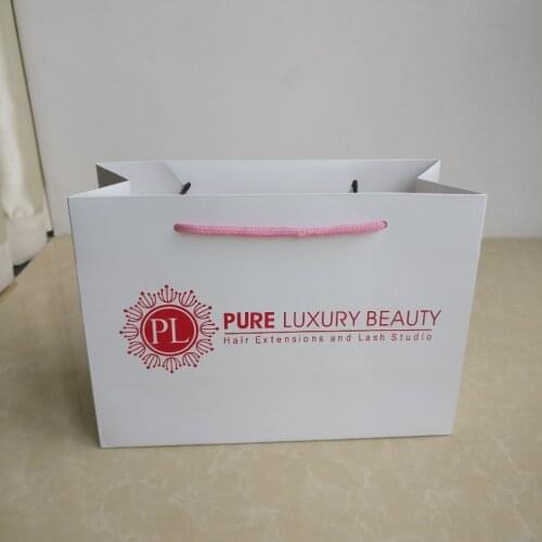 1000pcs/lot 17Hx24x10cm Luxury Recycled Custom Printing Logo Shopping Pack Paper Bag White
