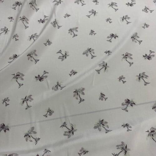 140CM Wide 19MM Small Floral Print White Silk Crepe Fabric for Summer Dress Shirt Cheongsam Suit Pants G064
