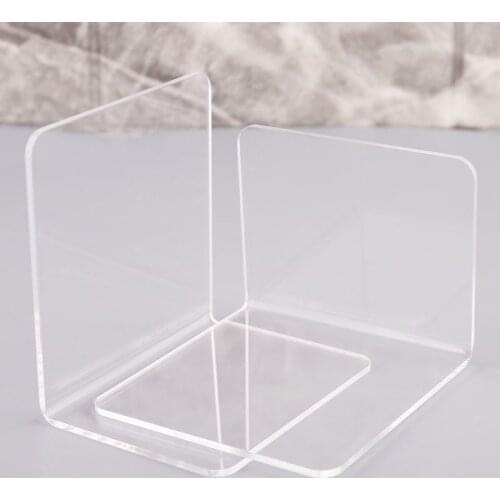 2Pcs Clear Acrylic Bookends L-shaped Desk Organizer Desktop Book Holder School Stationery Office Accessories E56C