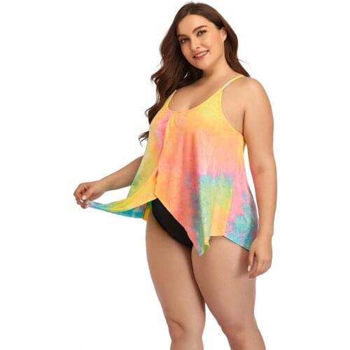 2021 Summer Womens Large Size fat girl Bikini Split Swimsuit sexy tankini Beachwear two Piece printing women V-neck swim suit