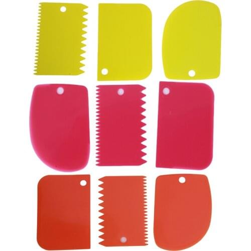3Pcs/set Plastic Dough Icing Fondant Scraper Cake Decorating Baking Pastry Tools Plain Smooth Jagged Edge Spatulas Cutters