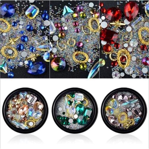 3D nail art ornaments,Diamond Transparent AB Rhinestone Crystal Glass Drill Jewelry Elf rivets, micro bead flash nail supplies
