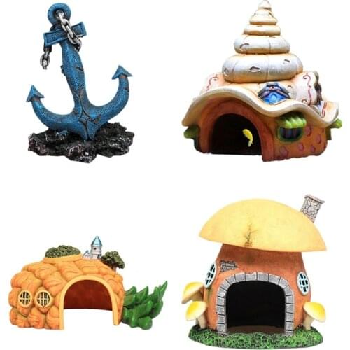 28EB Aquarium Resin Decoration Hideouts Cave Betta Fish House Tank Accessories for Hermit Crabs Crayfish Guppy 4 Styles