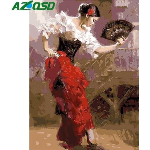 AZQSD Oil Painting Dancing Woman Painting By Numbers DIY Classical Dancer Paint Canvas Picture Hand Painted Modern K119