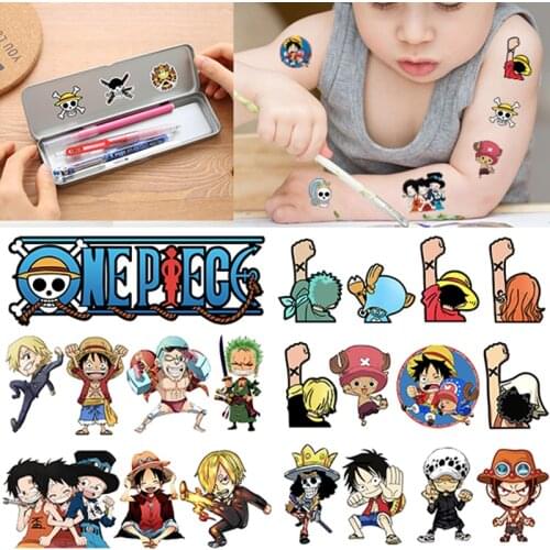 One Piece Tattoo Sticker Children Cute Cartoon Hero Temporary Tattoo Stickers Baby Shower Kids Body Makeup Sticker Tattoos