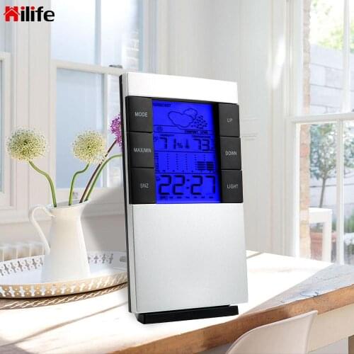 Thermometer Hygrometer Calendar Clock LCD Backlight Digital Alarm Clock Household Multifunction Weather Forecast Display