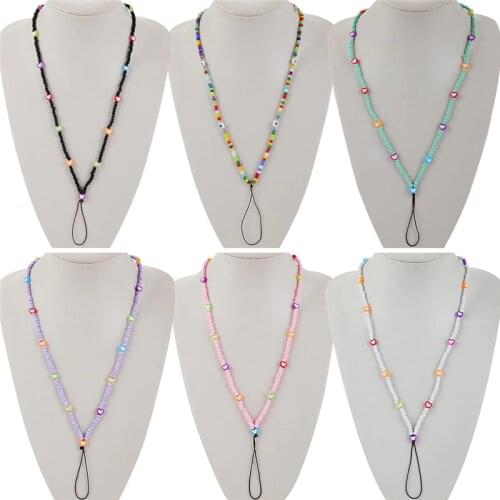 1pcs Tassel Charm Chain Wood Beads Long Necklace Strap Lanyard Card Mobile Phone Chain For Women Straps Phone Hang Rope