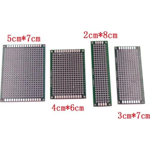 Dropshipping 4pcs 5x7 4x6 3x7 2x8cm double Side Copper prototype pcb Universal Board Fiberglass board for Arduino