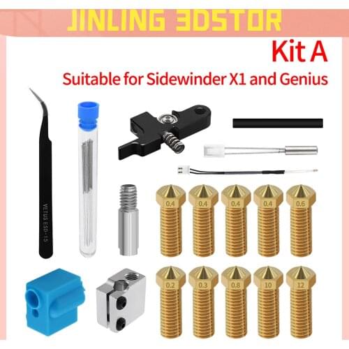 Titan Aero Extruder for Sidewinder X1 Genius Volcano Nozzle Silicone Sleeve Throat Handle Thermistor Heating pipe Heat Block Kit