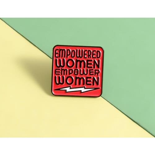 Enamel Brooch Red Square Empowering Women Backpack Clothes Metal Badge Lapel Pins Popular Pins Jewelry Gift For Friends