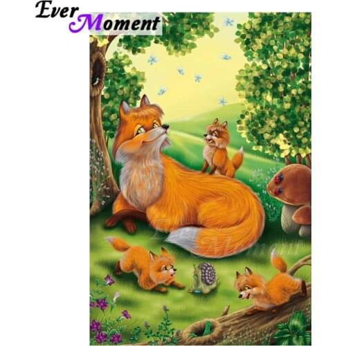 Ever Moment Diamond Painting Handmade Fox Mosaic Full Square Drill Mosaic Picture Of Rhinestone Diamond Embroidery ASF1436