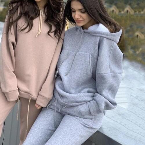 Two Piece Set Sport Suit Female Sweatshirt Oversized Hoodie Outfits Pullover Casual Womens Tracksuit Winter Clothes