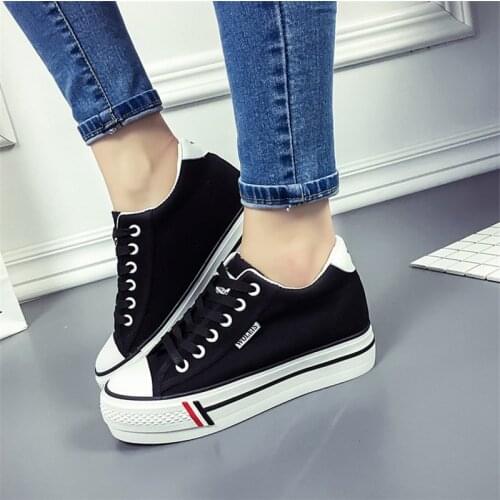 Hidden Heels Sneakers Platform White Chunky Trainers Canvas Shoes Women Trainers Shoes New Fashion Girl Wedge Sneakers Woman