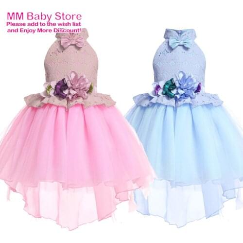 Kids Girls High Collar Dress Lace Dress Birthday Party Clothing For Children Vestidos Princess Dress Tuxedo Fluffy Skirt