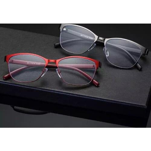 Fashion Metal Cat Eye Reading Glasses Women Presbyopic Blue Light Blocking Eyeglasses For Parents Eyewear Farsightedness +3.5+4