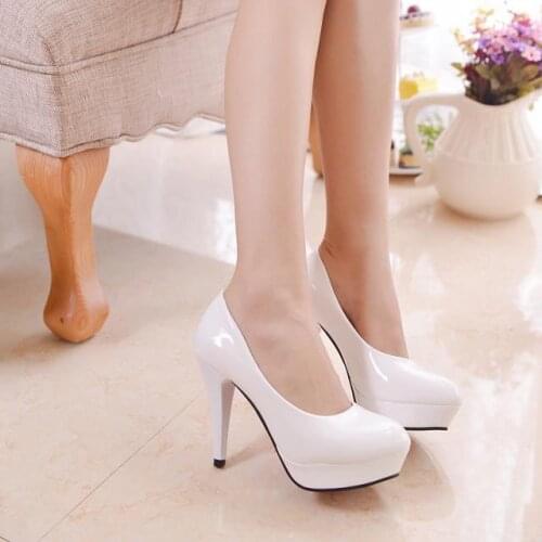 Fashion New Black High Heels Stilettos Elegant Platform Pumps Office Shoes Woman White, Red, Black, Beige