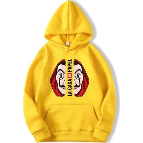 Autumn New 2021 Fashion Sweatshirts Men La Casa De Papel Print Hoodies Casual Fleece Simple Streetwear Comfortable Mens Hooded