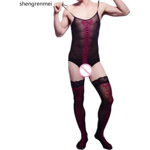 Mens Lingerie Sexy Clothes Hot Erotic Mans Nighties Porno Men Teddy Lenceria Body Stocking Set for Sex Male Underwear Costumes