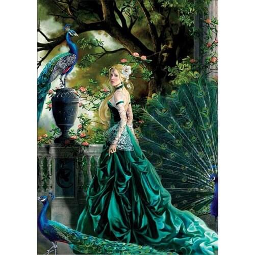 Green peacock 3D diy Diamond embroidery kit diamond Painting Cross Stitch beauties Home decor Mosaic pattern resin round&square