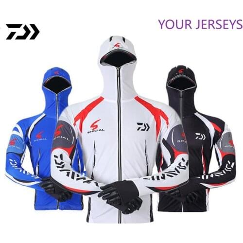 Daiwa Clothes Fishing Shirt Jacket Ice Silk Quick Dry Sports Clothing Sun Protection Face Neck Anti-UV Breathable Hooded Pesca