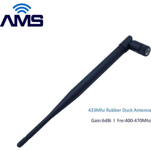 AMS Factory Wholesale Folding SMA Male 6dBi 433Mhz 4G Wifi Router Aerial 90 Degree Bending RP-SMA Male Lora Omni Rubber Antenna