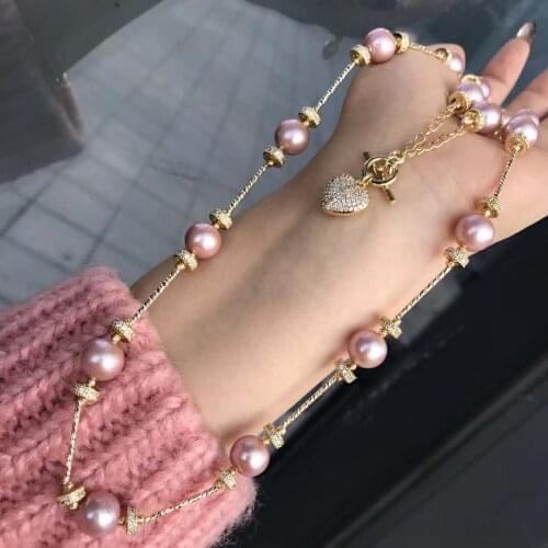 AA Freshwater Pearl round 11-12MM chain Necklace 45cm for women xmas gift