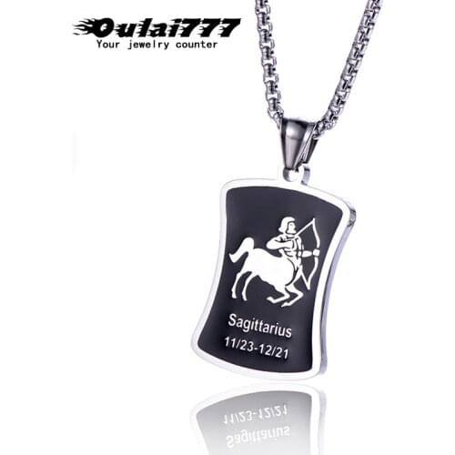 Oulai777 Zodiac sign 12 constellation pendants Lion necklace men stainless steel male accessories simple gold necklace chains