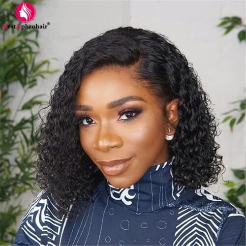 Deep Curly Lace Front Wig Curly Bob Wig Pre-Plucked Bob Lace Wig Deep Wave Frontal Wig Brazilian Hair Wigs 8-14 Inch