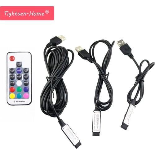 0.5M 1M 3M 5V USB LED Controller RGB 17key 12A RF Wireless Mini Remote Controller for rgb SMD 3528 5050 Led Strip tape lighting