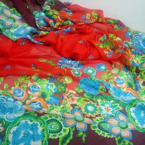 On Sale 3 Yards Chiffon Dress Fabric 75D Chiffon Printed for Women Floral Scarf Tissue Sewing Fabric